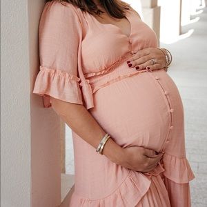 Bump friendly Maxi coral dress